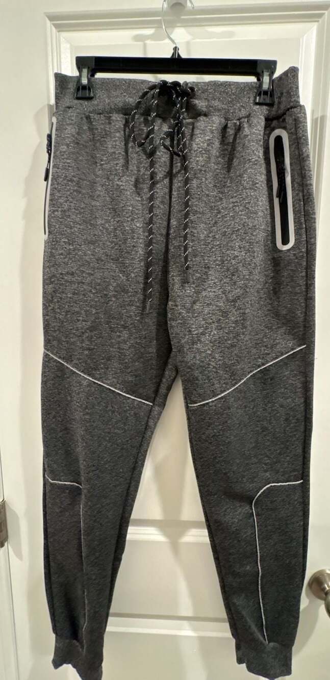 G Fried-Denim Men's Dark Gray Tech Fleece Jogger Sweatpants with Zipper Pockets
